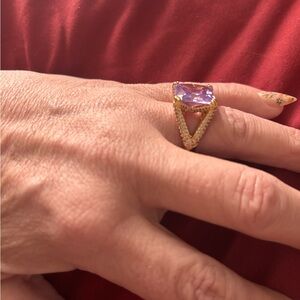 Bomb party 2026 OG statement ring gold and purple with diamond cz on the sides